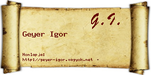 Geyer Igor névjegykártya